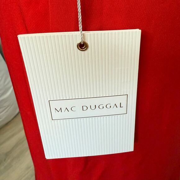 Mac Duggal Sleeveless V Neck Bow Detail Mermaid Gown In Red 49454 Size 4 New - Picture 12 of 15